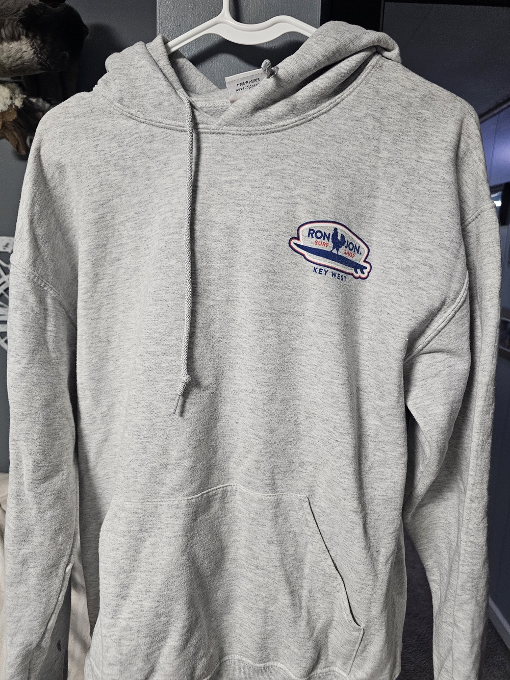 Ron Jon Light Gray Pullover Hoodie with Small Logo